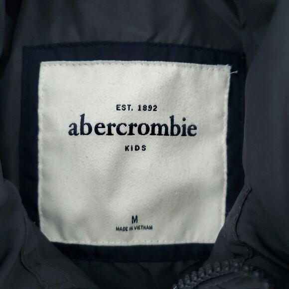 Abercrombie Kid Boy Y2K Gorpcore Goose Down Puffer Mock Vest Navy A&F Patch M - Picture 6 of 9